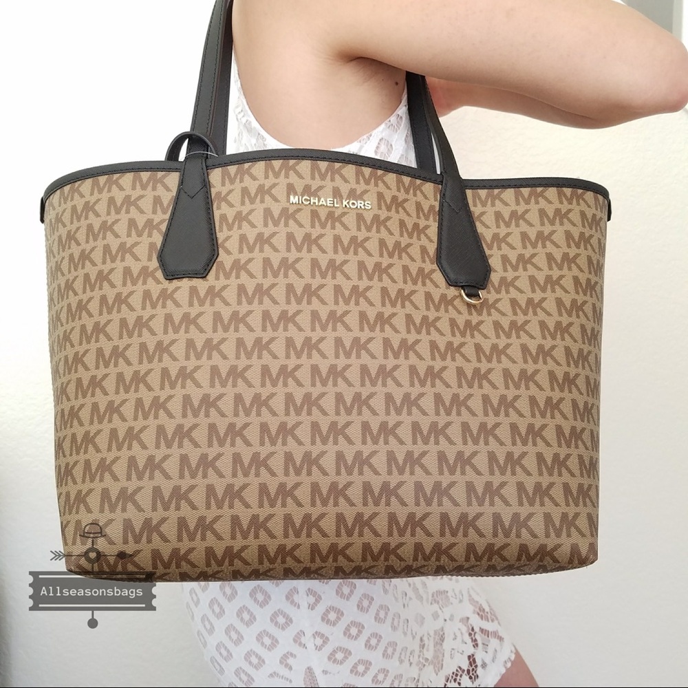 NWT Michael Kors Reversible candy large tote black - Picture 5 of 7